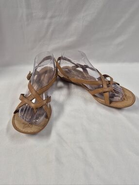 Born Leather Strappy Sandals Womens 9M Brown Comfort Floral Footbed Boho